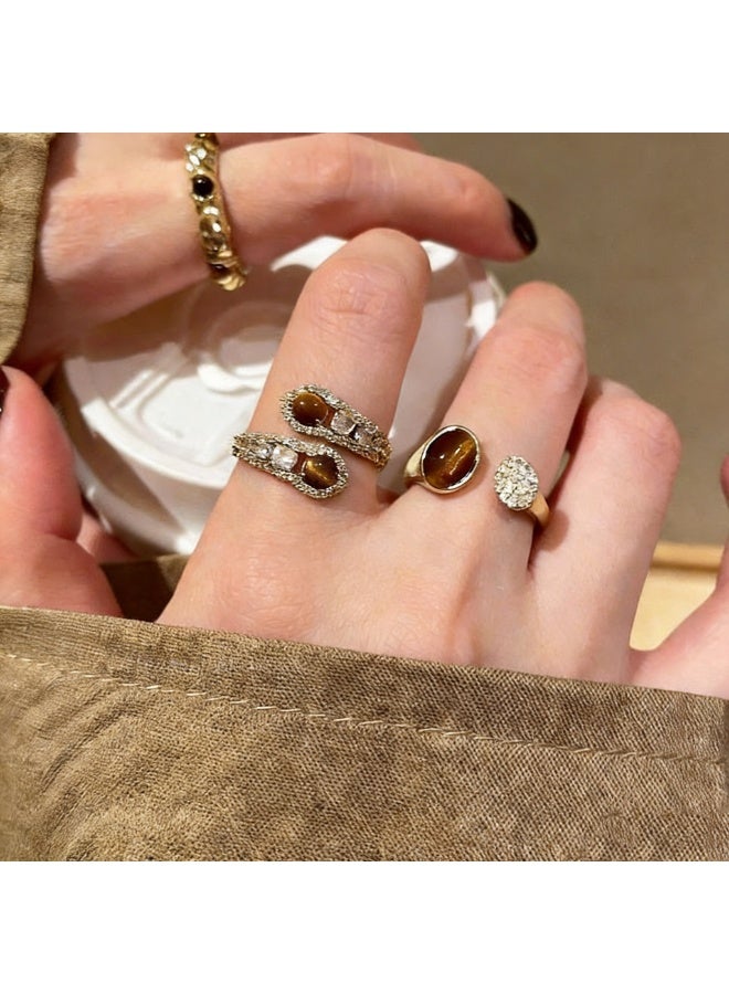 AuliceVerse valentines gift 3-Piece Lucky Tiger Eye Alloy Ring Set | Luxurious Arabic Style Stackable Rings | Perfect with Abaya & Kaftan | Ideal Ramadan & Eid Gift - Image 4